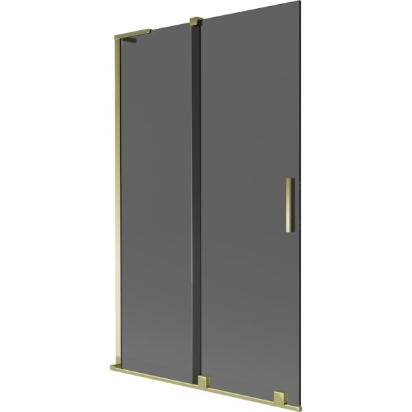 MEXEN/S - Velar L dvoukřídlá posuvná vanová zástěna 110 x 150, grafit, zlatá 896-110-003-41-50