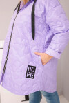 Dámská bunda Plus Size prošívaná s kapucí a nápisem HOPE světle fialová UNI