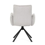 Židle jídelní, krémová manšestrová látka, 360° vratný mechanismus, černý kov