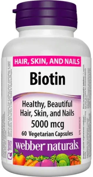 Webber naturals Biotin 5000mcg 60 kapslí (09549)