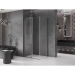 MEXEN/S - Velar L sprchový kout, posuvné dveře 100 x 85, transparent, grafit kartáčovaná - 871-100-085-03-65 871-100-085-03-66