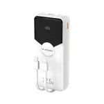 Wozinsky WFC-15W 20000mAh bílá / Powerbanka / vestavěné kabely Lightning a USB-C / 22,5W / PD20W
