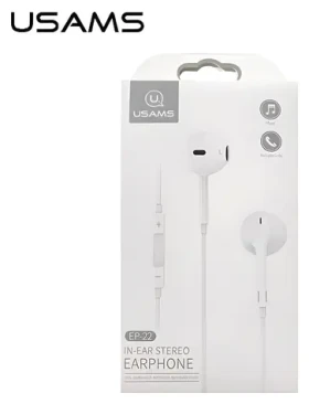 USAMS EP-22 In-Ear Square Stereo Headset bílá / Sluchátka s mikrofonem / 3.5mm jack (HSEP2201)
