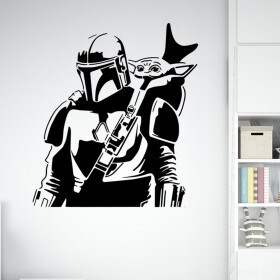 Samolepka Mandalorian a Grogu Barva: černá, Velikost: 60 x 67 cm