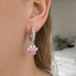 Stříbrné náušnice s přívěskem tlapky - stříbro 925/1000, Růžová