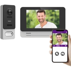 Philips WelcomeEye Wireless Bluetooth®, Wi-Fi domovní video telefon kompletní sada, černá/šedá, hliník, 531039