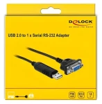 DeLock USB 2.0 na RS-232 černá / Adaptér / USB Typ-A / RS-232 / 1,8 m / pozlacené kontakty (66281)