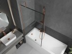 MEXEN/S - Next vanová zástěna FIX 90 x 150, černá vzor, měď kartáčovaná 895-090-000-00-70-65