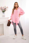Bavlněná mušelínová košile Plus Size bonbónově růžová UNI