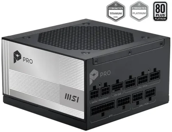 MSI PRO A1000PL PCIE5 / Zdroj / 1000W / ATX3.1 / 80PLUS Platinum / modulární kabeláž (306-7ZPLX11-HD8)