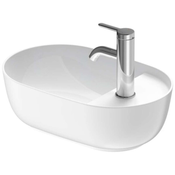 DURAVIT - Luv Umývátko na desku, 42x27 cm, bez přepadu, s otvorem pro baterii, bílá/matná bílá 0381422600