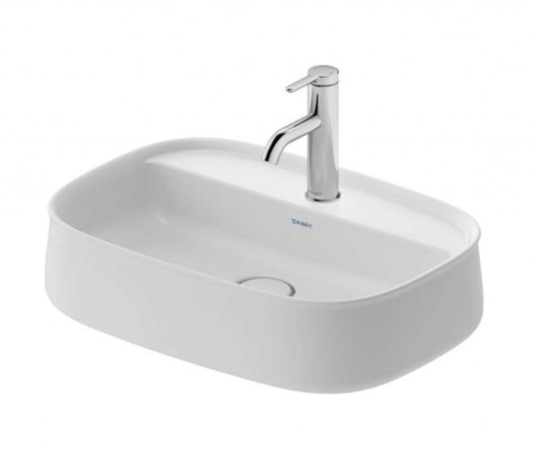 DURAVIT - Zencha Umyvadlo na desku 55x39 cm, bez přepadu, otvor pro baterii, DuraCeram, WonderGliss, matná bílá 23745532711