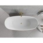 MEXEN/S - Luvo Slim volně stojící vana 170 x 75, bílá/černá, sifon a přepad zlatá kartáčovaná 52801707575-55