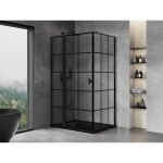 MEXEN/S - Mist T sprchový kout dveře křídlové levá 75 x 85, černá dekor, černá 8A4T-075-085-70-77-L