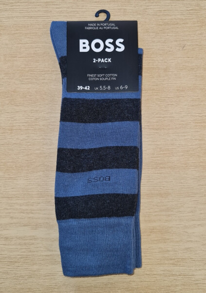 PÁNSKÉ PONOŽKY BOSS 50467712 2PACK Modrá 43/46