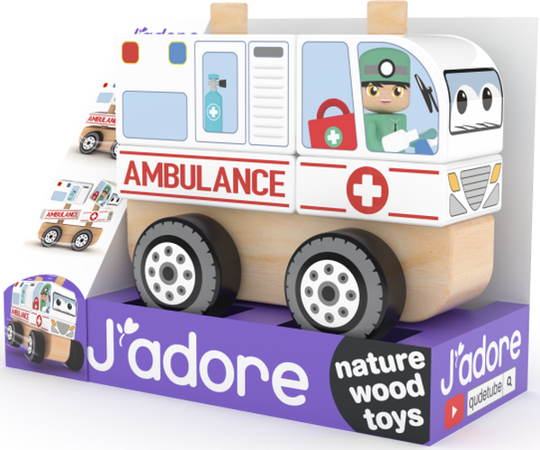 Skládací Dřevěné auto - ambulance - J'ADORE
