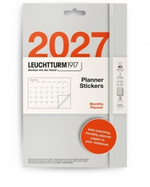 Plánovací samolepky 2027, Yearly overviews, Stickers Medium A5 Notebooks, anglicky