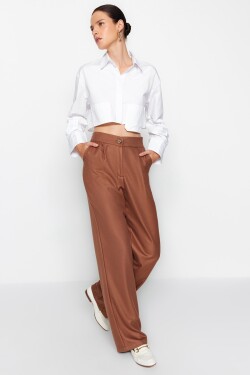 Trendyol hnědé rovné/rovně střižené tkané kalhoty