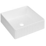 INVENA - Umyvadlo na desku Glamour Trend 36x36cm, rýhovaný čtverec, bílý lesk CE-63-K01-L