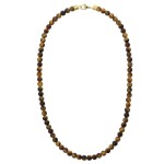 Pánský náhrdelník Fernando Gold - 6 mm tygří oko, chirurgická ocel, Hnědá 50 cm