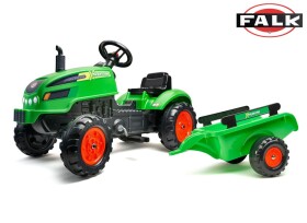 Šlapací traktor s vlečnou a otevírací kapotou zelený, Falk, W011256