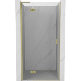 MEXEN/S - Mist-H L sprchové dveře křídlové levé 80, transparent, zlatá kartáčovaná 8A5L-080-000-55-00-L