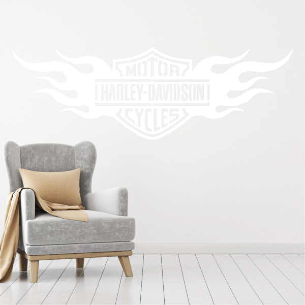 Samolepka Harley Davidson oheň Barva: bílá, Velikost: 100 x 35 cm