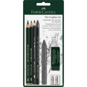 FABER-CASTELL Grafitové tužky s gumou a ořezávátkem / 7ks / černá (112997)