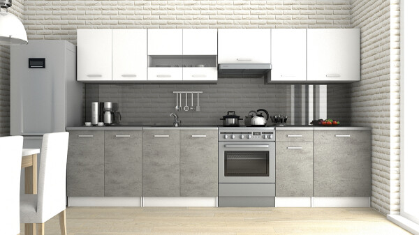 FRONTI Kuchyňská linka LUIZA III 320x260 - Bílá + beton
