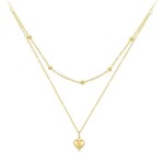 Dvojitý stříbrný náhrdelník Isabelle Gold - stříbro 925/1000, srdce, Zlatá 50 cm