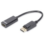 Digitus DisplayPort adapter cable, DP - HDMI type A M/F, 0.15m,w/interlock, DP 1.1a compatible, CE, bl