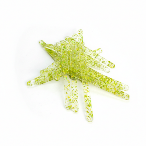 Cake star Akrylatové tyčky na nanuk zelené 2 s třpytkami délka 11,5cm (10ks)