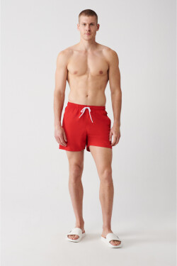 Avva Men's Red Quick Dry Printed Standard Size Swimwear, Seafood Shorts