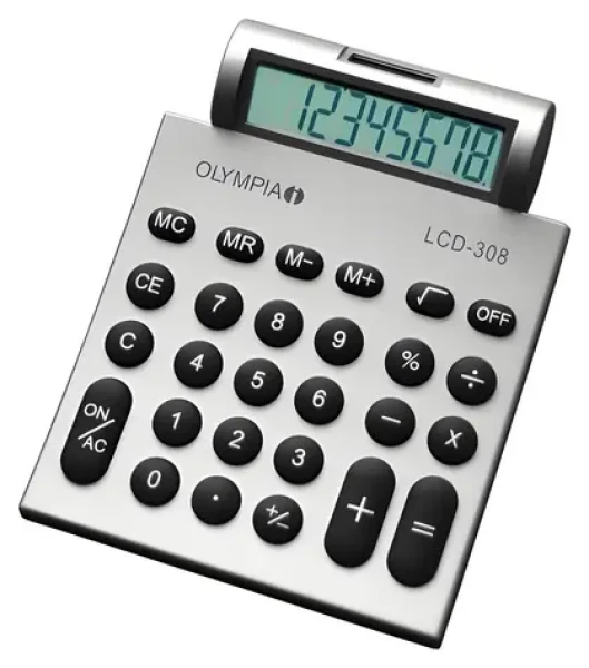 Olympia LCD-308 stříbrná / Kalkulačka / Stolní / 8 míst / Solární a bateriové napájení (941911007)