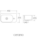CERANO - Umývátko keramické - nástěnné - Arco - pravá - bílá lesklá - 45x25,5 CER-680345