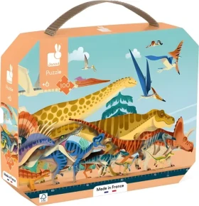 JANOD Panoramatické puzzle v kufříku Dinosauři