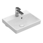 VILLEROY & BOCH - Avento Umývátko 45x37 cm, s přepadem, otvor pro baterii, CeramicPlus, Stone White 735845RW