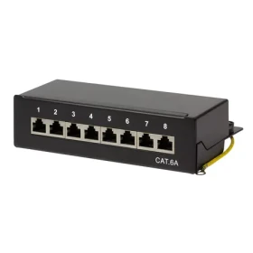 LogiLink Patch panel černá / Patch panel / 8 portů / Cat6A / 10 Gigabit Ethernet / ocel / stolní/nástěnná montáž (NP0018B)