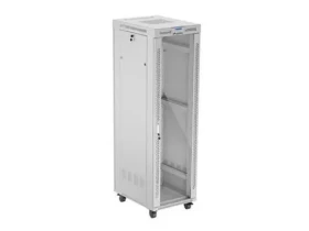 Lanberg FF01 42U/600x800 šedá / Stojanový rozvaděč / skleněné dveře / LCD panel / nosnost 1200 kg / Flat Pack (FF01-6842-12SL)