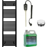 CERANO Koupelnový elektrický radiátorový set Donovan - 300W - černá matná - 1600x500 mm