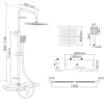 Erga Oslo, sprchová souprava s pákovou baterií, policí a dešťovou hlavicí 30x30 cm, černá matná, ERG-YKA-BP.OSLO-30-BLK