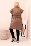 Dámská vesta Plus Size prošívaná s páskem a límcem fango UNI
