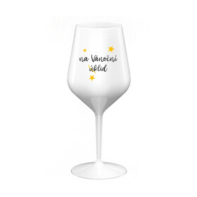 NA VÁNOČNÍ ÚKLID - bílá nerozbitná sklenice na víno 470 ml