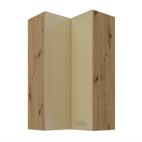 Horní rohová skříňka Artisan 60x60 GN-108 1F (90°) Barva korpusu: Dub artisan, Barva dvířek: Bílý lesk
