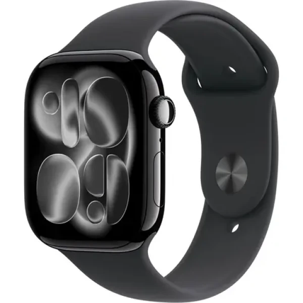 Apple Watch Series 11 GPS 46mm Klavírně černé hliníkové tělo - Černý sportovní řemínek M/L / 160–210 mm (MEUX4MP/A)
