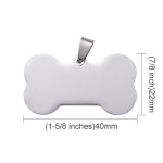 Přívěsek z nerezové oceli - kost pro pejska - 22 x 40 x 1,8 mm - 1 ks Barva: Černá
