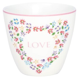 GREEN GATE Latte Cup Columbine Love White 300 ml, růžová barva, porcelán 300ml