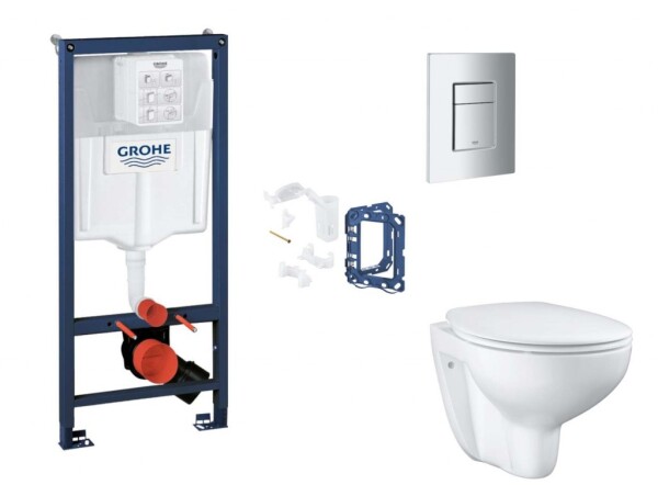 GROHE - Rapid SL Set předstěnové instalace, klozetu, sedátka SoftClose, tlačítka Skate Cosmopolitan a sady pro vhazování tablet, matný chrom SANI11BB2134