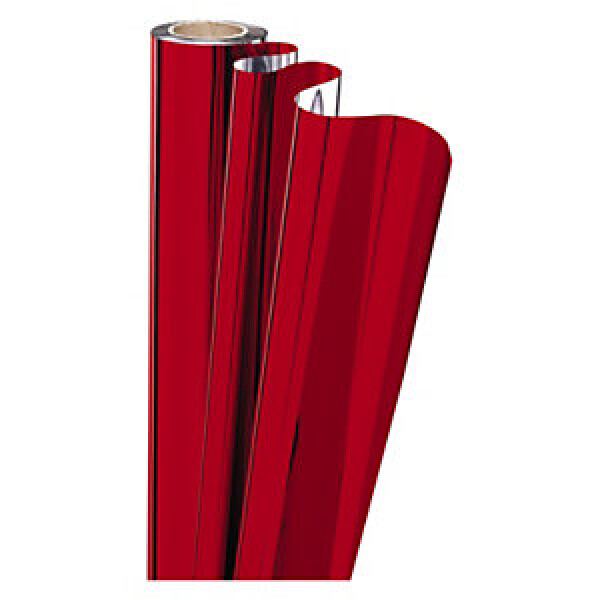 Celofán, metalická dárková fólie šířka 70cm, délka 50m, červená/stříbrná