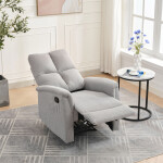 Relaxační křeslo, manuální ovládání, světle šedá látka